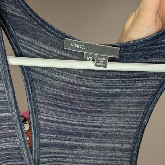 Vince Space Dye Tank Sleeveless Floor Length Maxi Dress Navy Blue Size XS - Picture 4 of 4